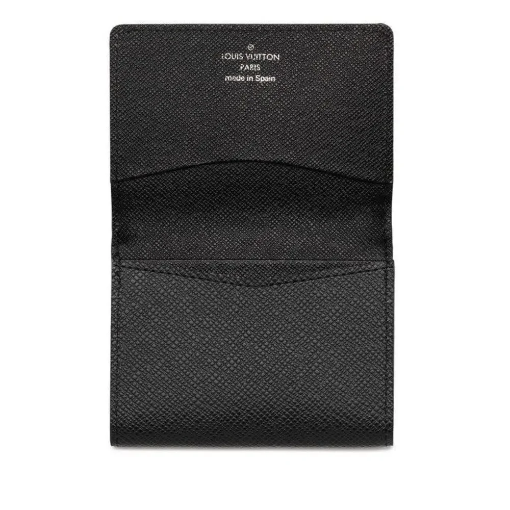 Louis Vuitton Taiga Enveloppe Cartes de Visite Leather Card Case Black